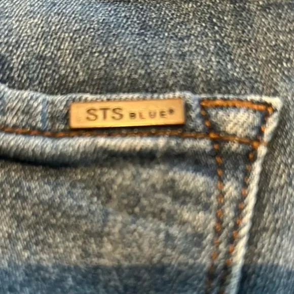 STS Blu Distressed Blue Jean Shorts with Pom-Pom Trim - Picture 4 of 12